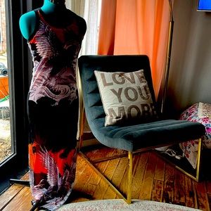 COPY - Jean Paul Gaultier soleil rising phoenix double mesh long racer back dre…